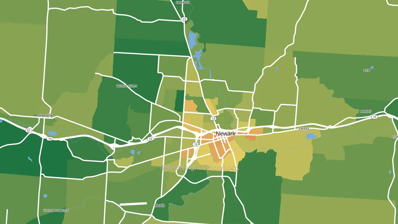 Newark, OH block-group voter-turnout map