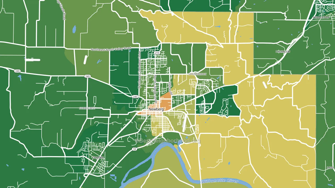 Newberg, OR block-group voter-turnout map