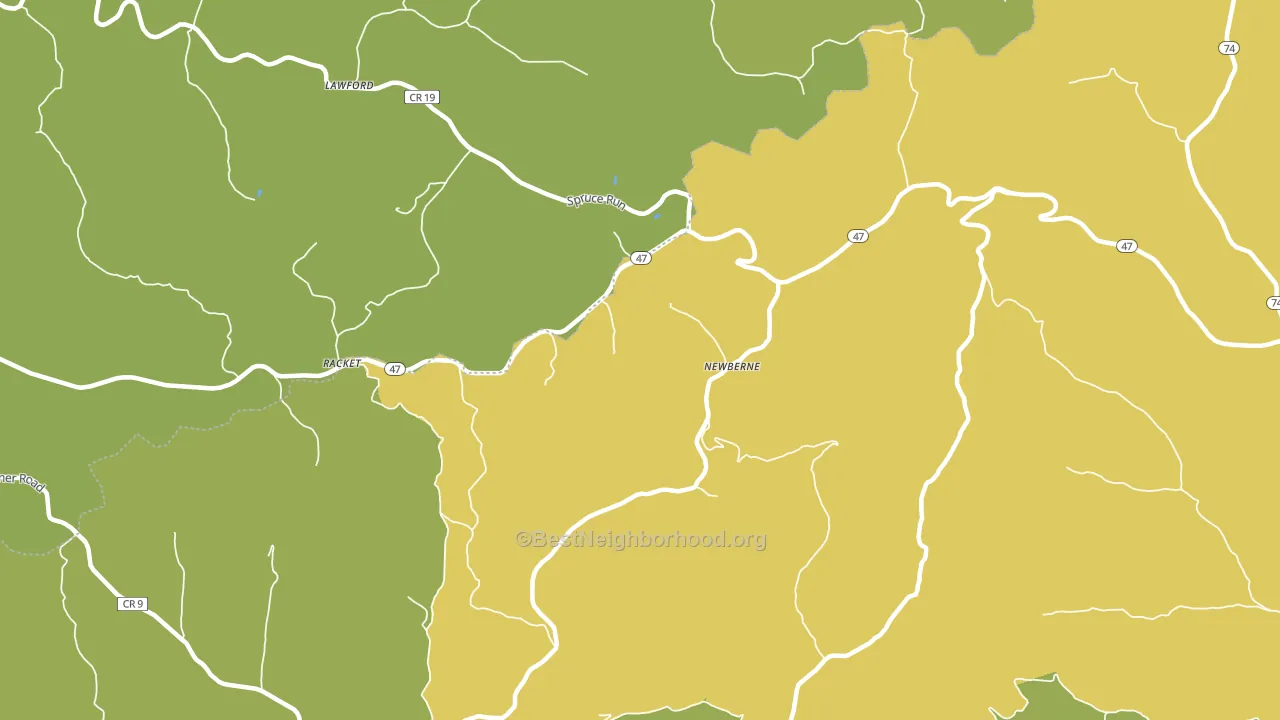 Newberne, WV block-group voter-turnout map