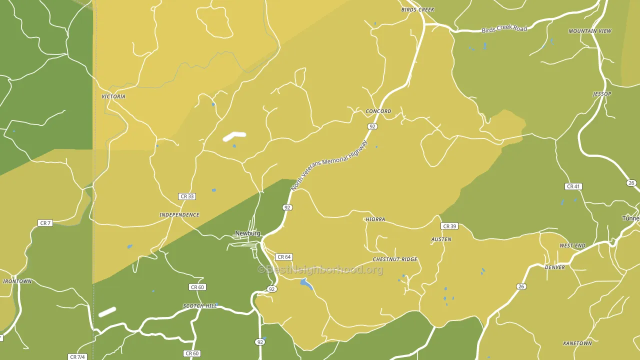 Newburg, WV block-group voter-turnout map