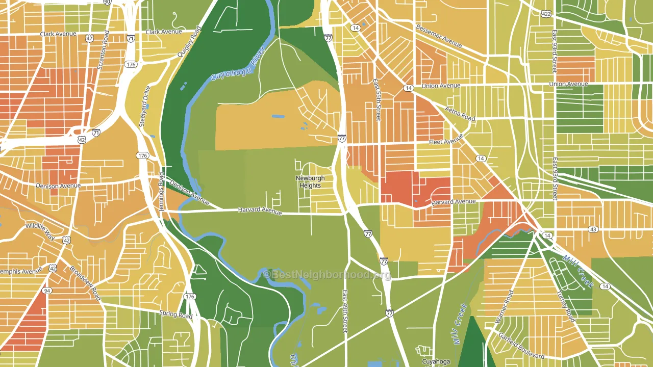 Newburgh Heights, OH block-group voter-turnout map