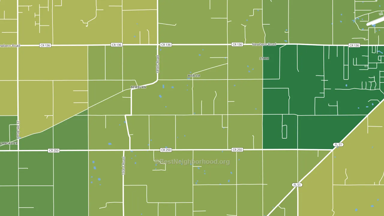 Newburn, FL block-group voter-turnout map