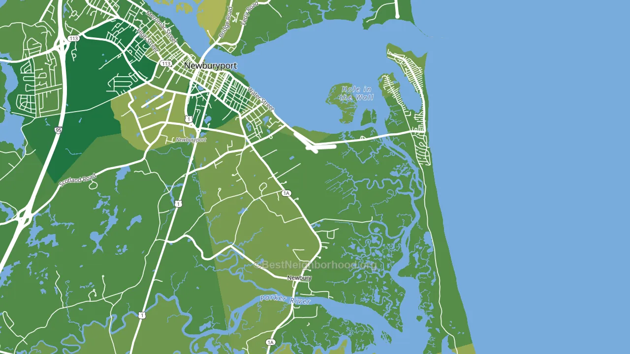 Newbury, MA block-group voter-turnout map
