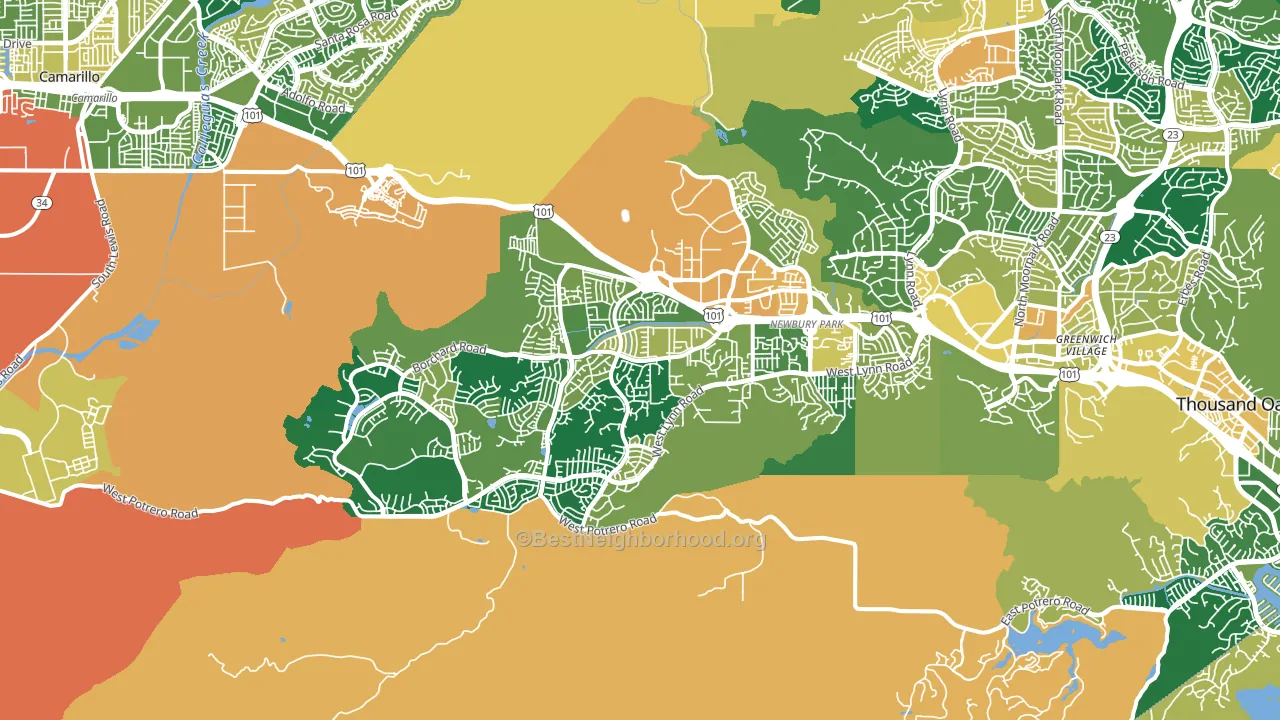 Newbury Park, CA block-group voter-turnout map