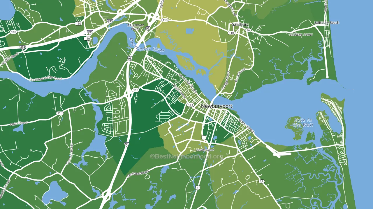 Newburyport, MA block-group voter-turnout map