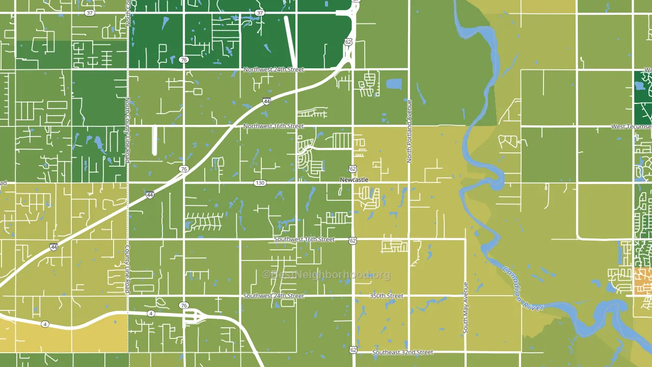 Newcastle, OK block-group voter-turnout map