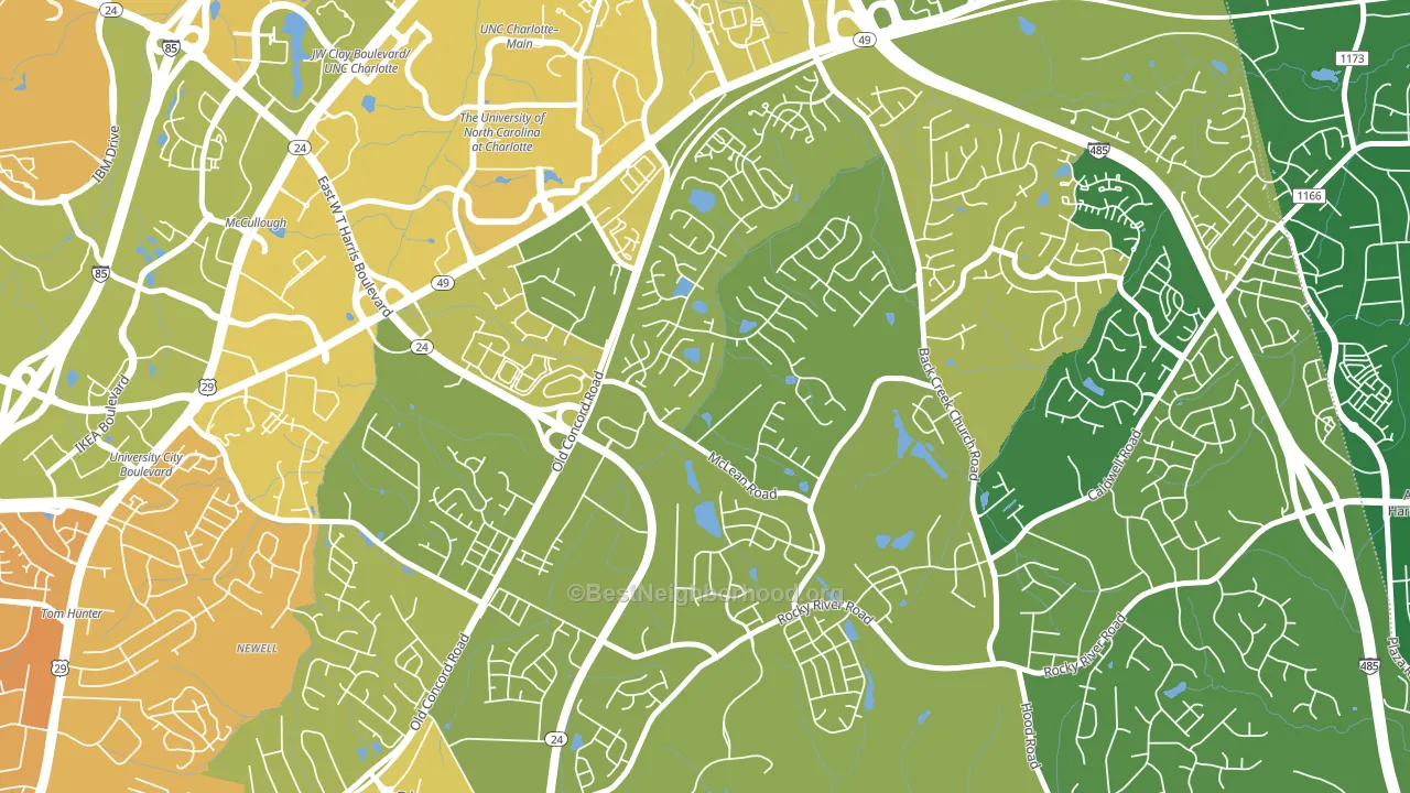 Newell, Charlotte, NC block-group voter-turnout map