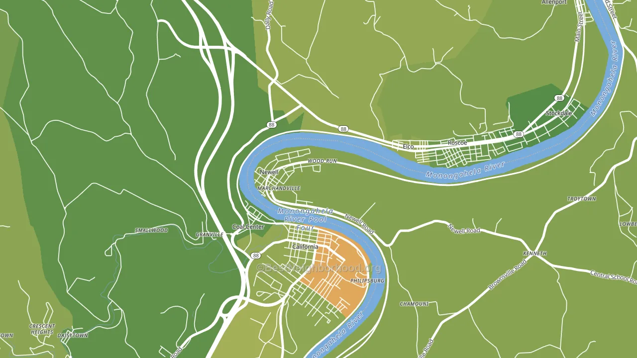 Newell, PA block-group voter-turnout map