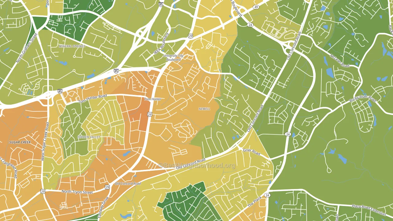 Newell South, Charlotte, NC block-group voter-turnout map