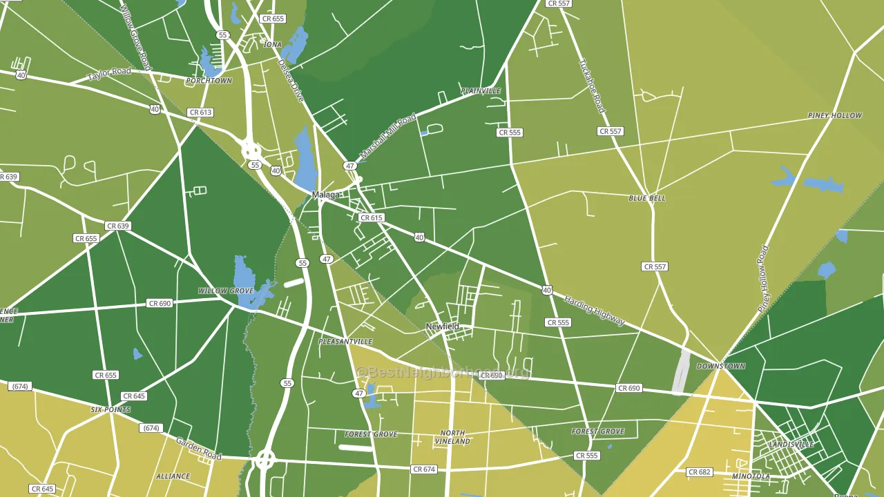 Newfield, NJ block-group voter-turnout map