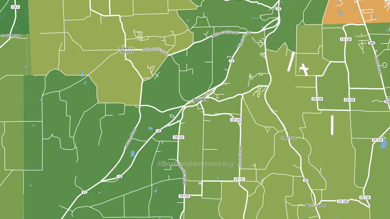 Newfield, NY block-group voter-turnout map