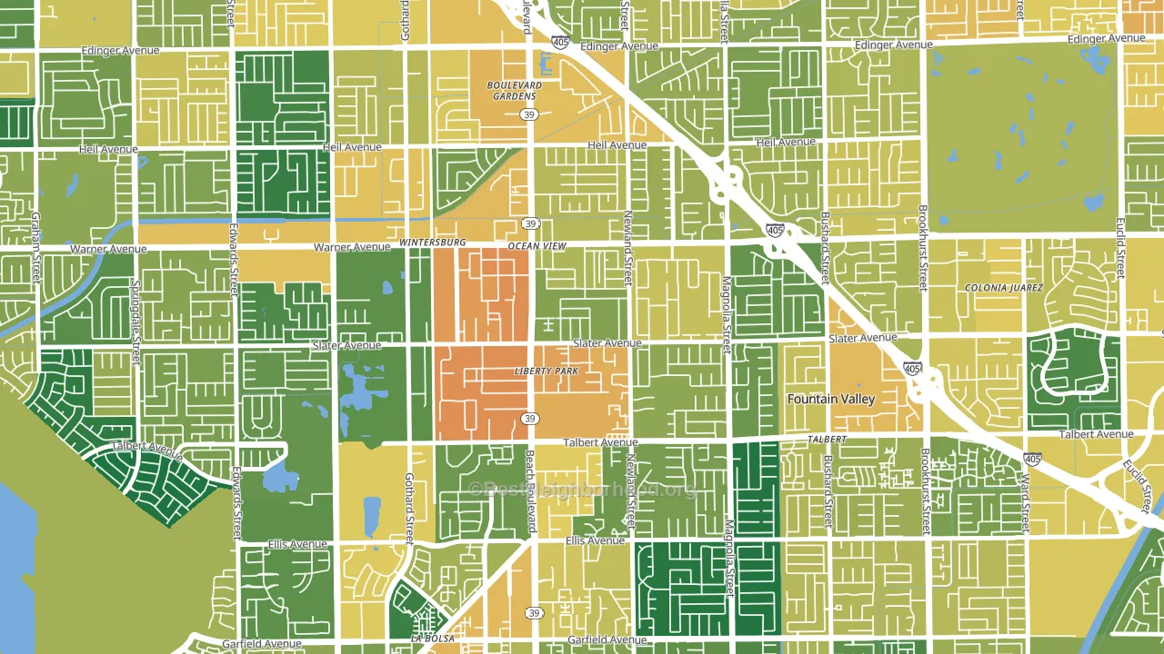 Newland, Huntington Beach, CA block-group voter-turnout map
