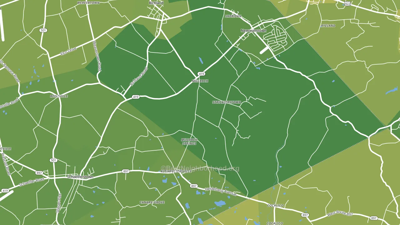 Newmanstown, PA block-group voter-turnout map
