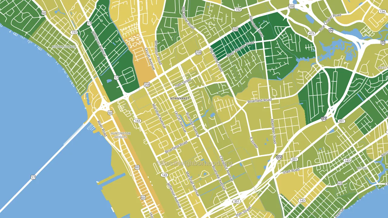 Newmarket South, Newport News, VA block-group voter-turnout map