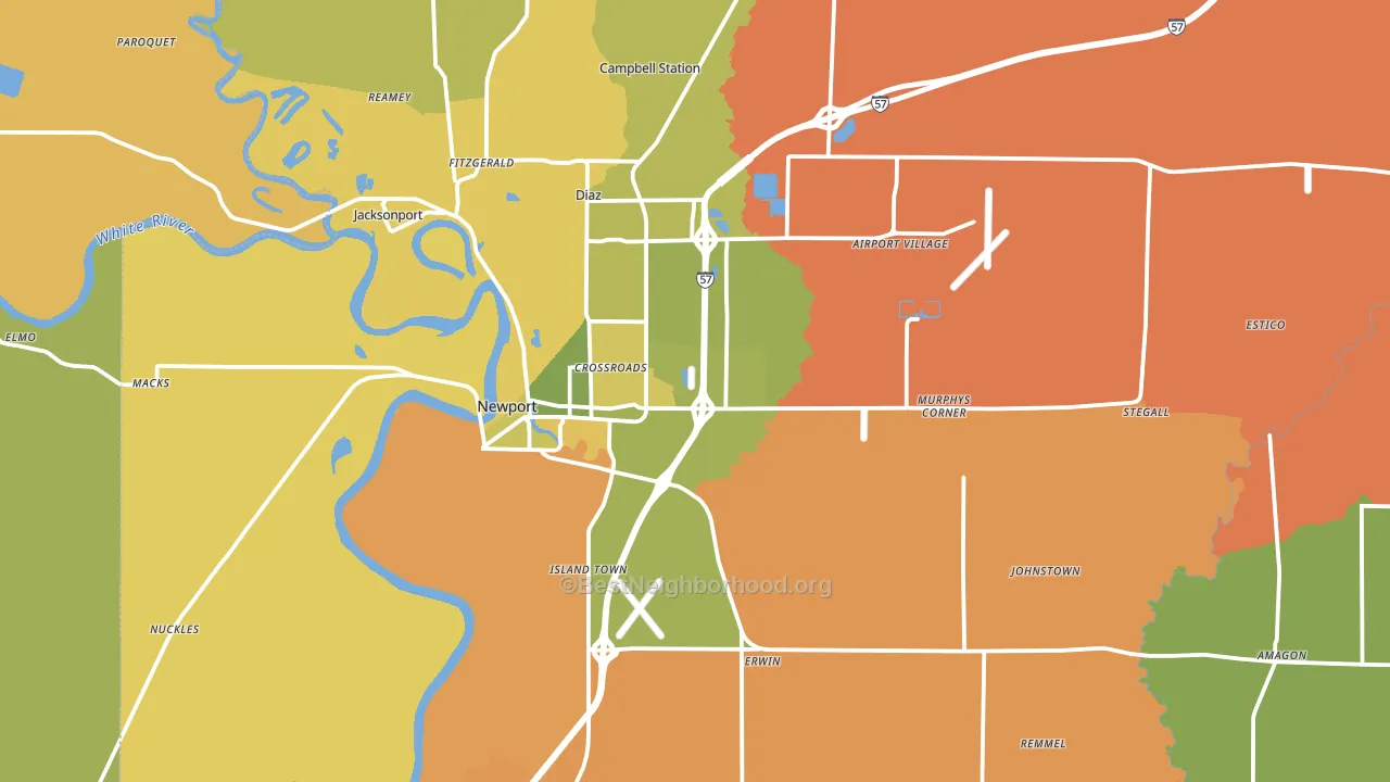 Newport, AR block-group voter-turnout map