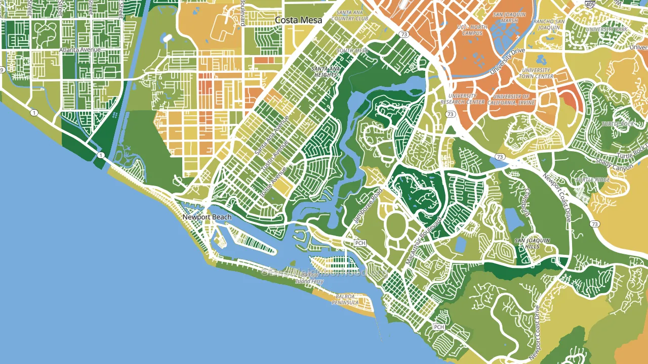 Newport Beach, CA block-group voter-turnout map