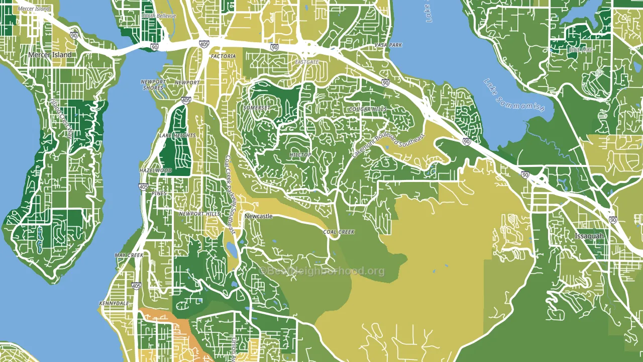 Newport, Bellevue, WA block-group voter-turnout map