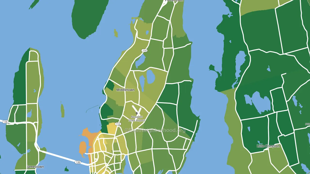 Newport County, RI block-group voter-turnout map