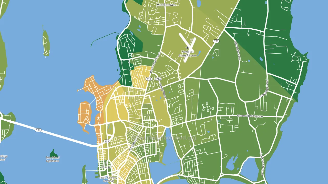 Newport East, RI block-group voter-turnout map