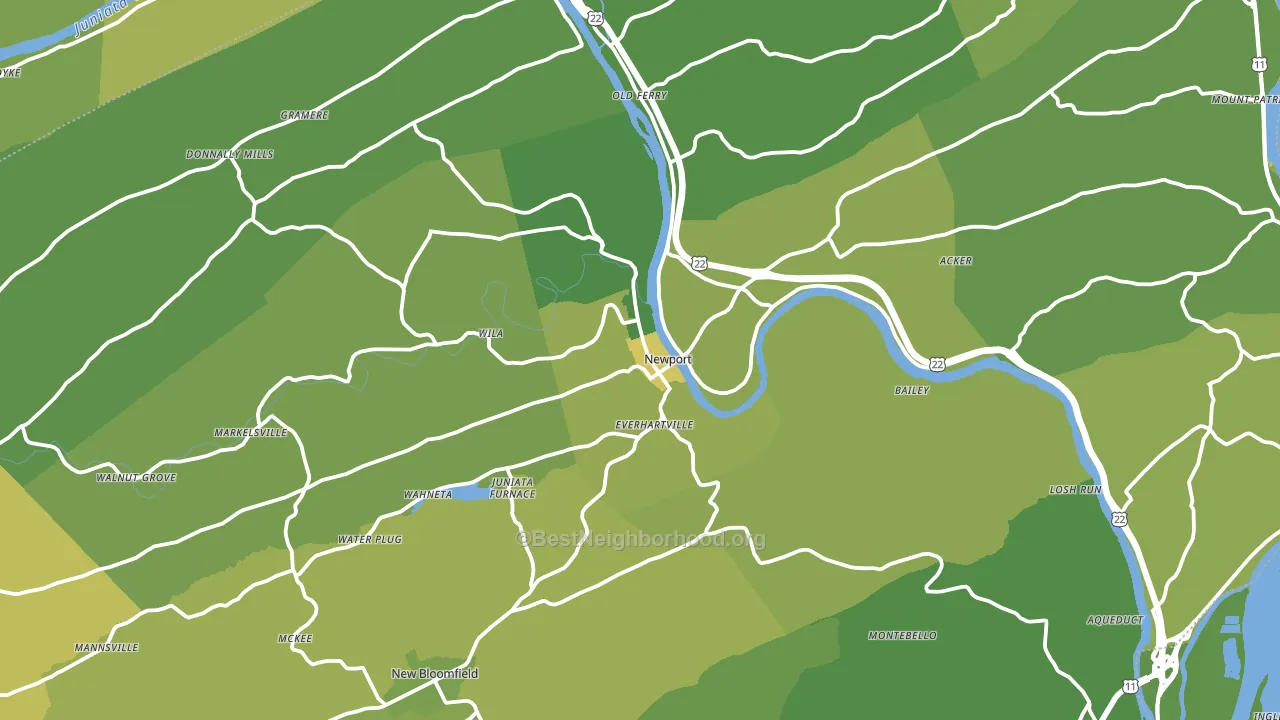 Newport, PA block-group voter-turnout map