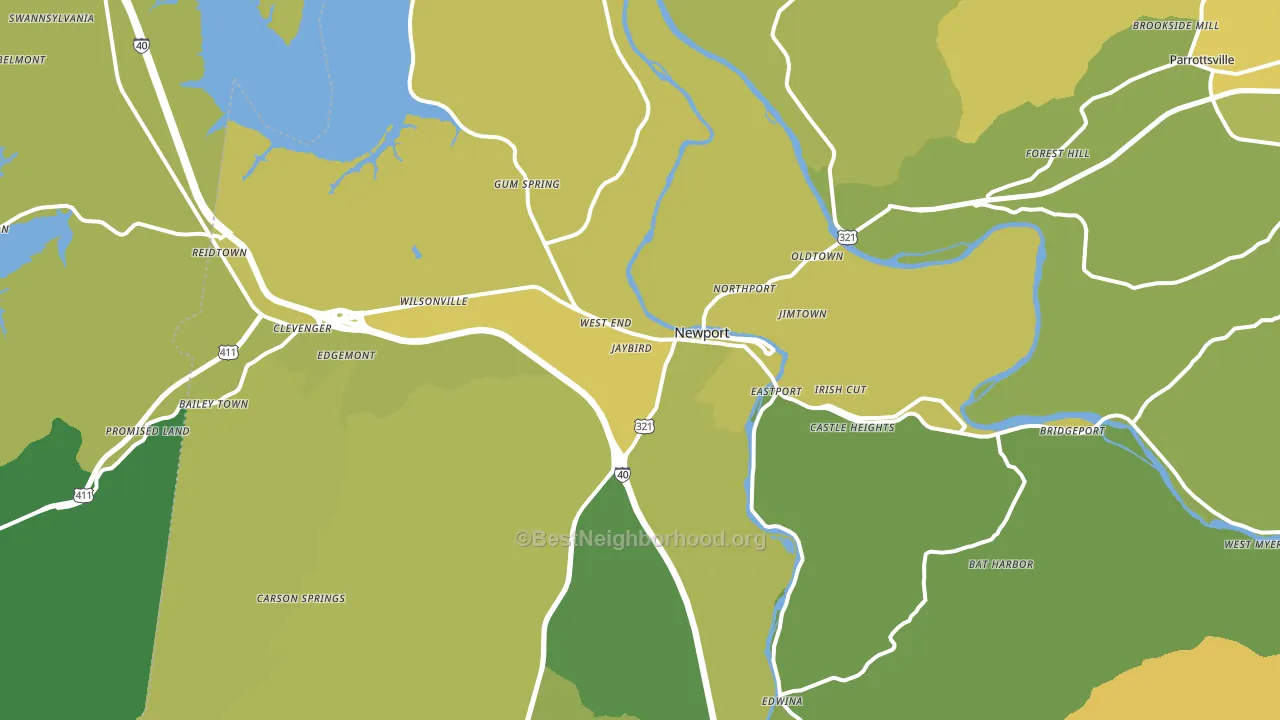 Newport, TN block-group voter-turnout map