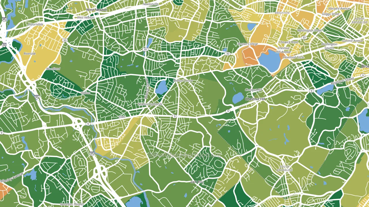 Newton Center, MA block-group voter-turnout map