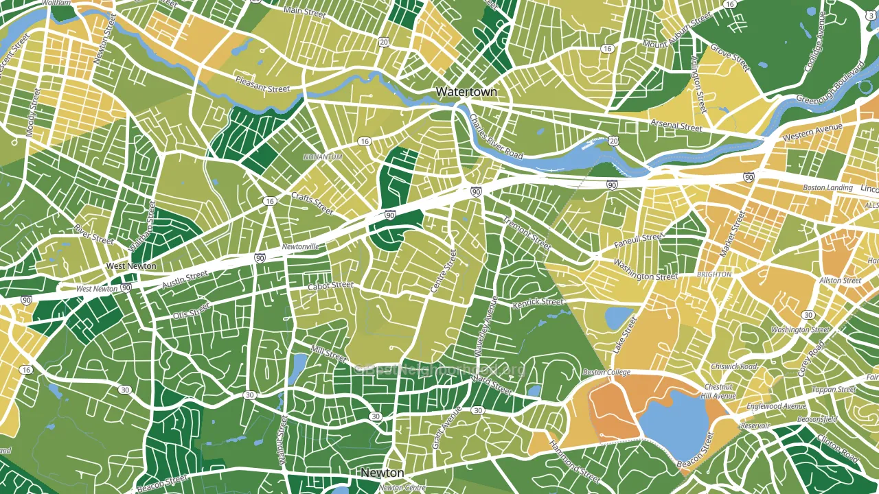 Newton Corner, Newton, MA block-group voter-turnout map