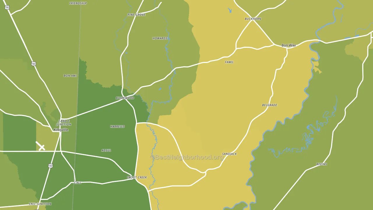 Newton County, TX block-group voter-turnout map