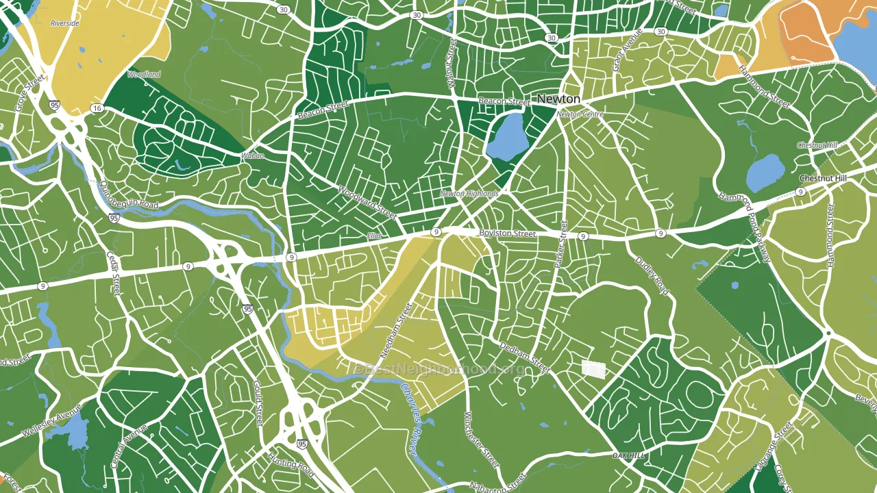 Newton Highlands, MA block-group voter-turnout map