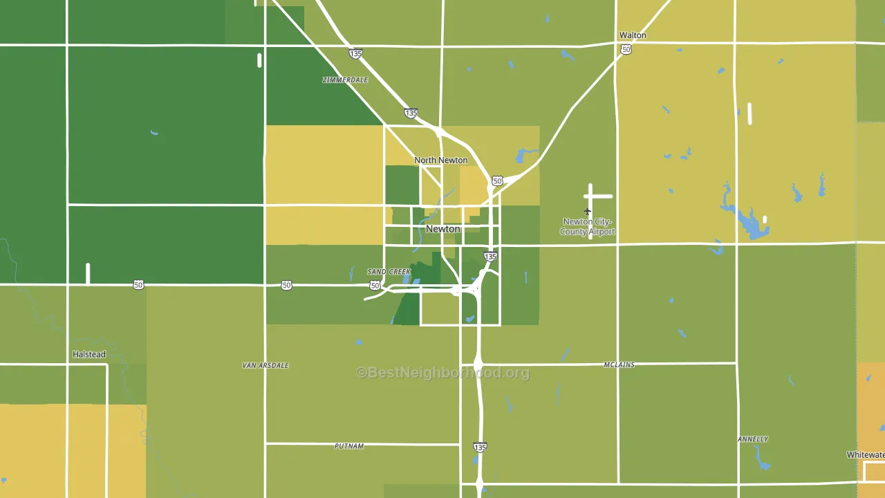 Newton, KS block-group voter-turnout map