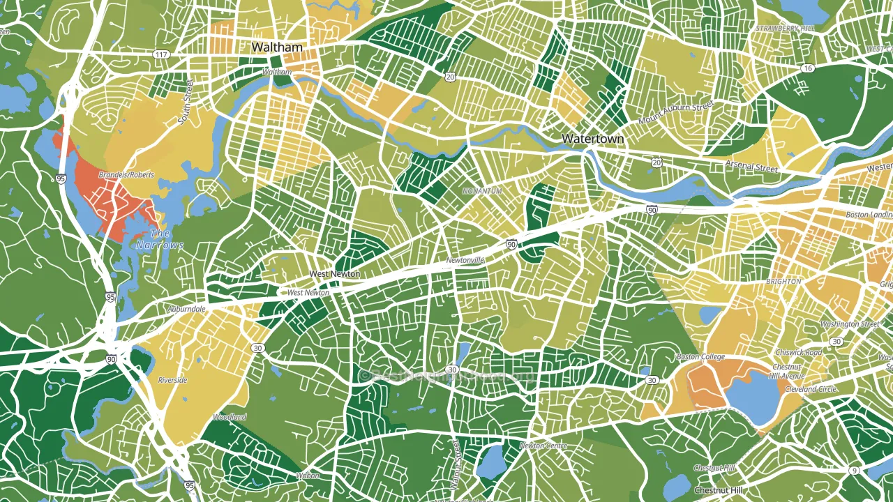 Newton, MA block-group voter-turnout map