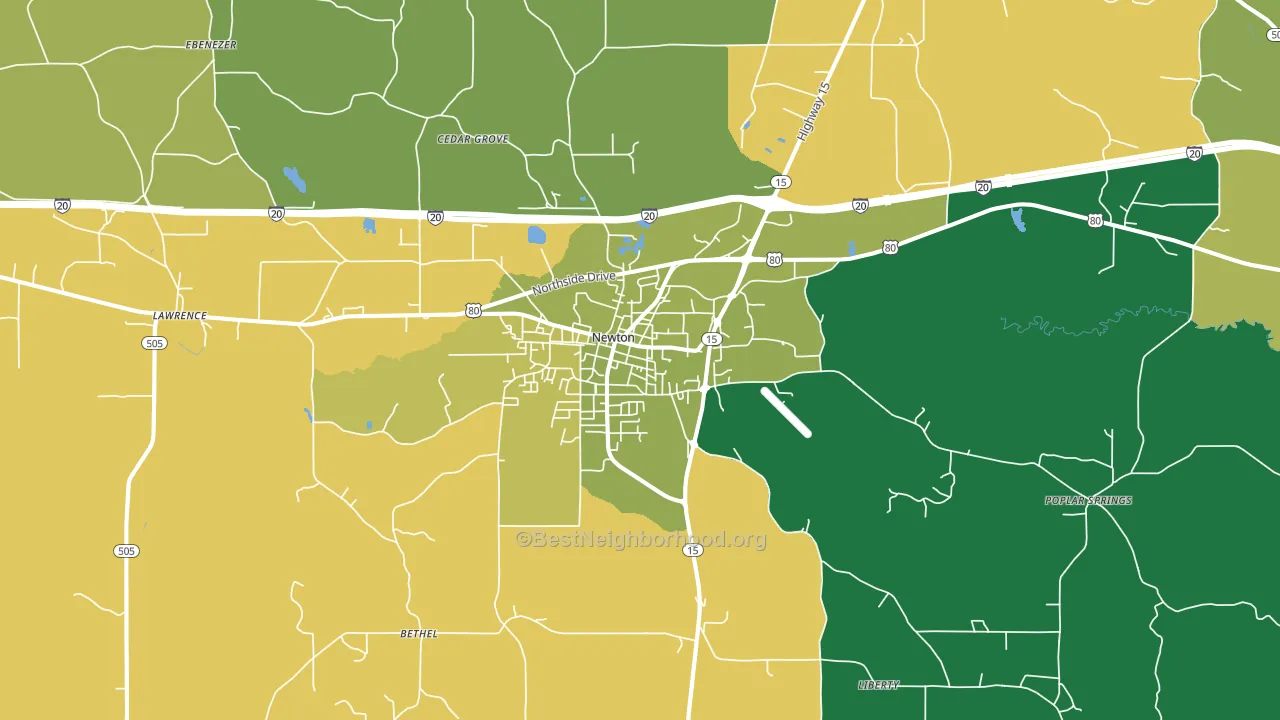 Newton, MS block-group voter-turnout map