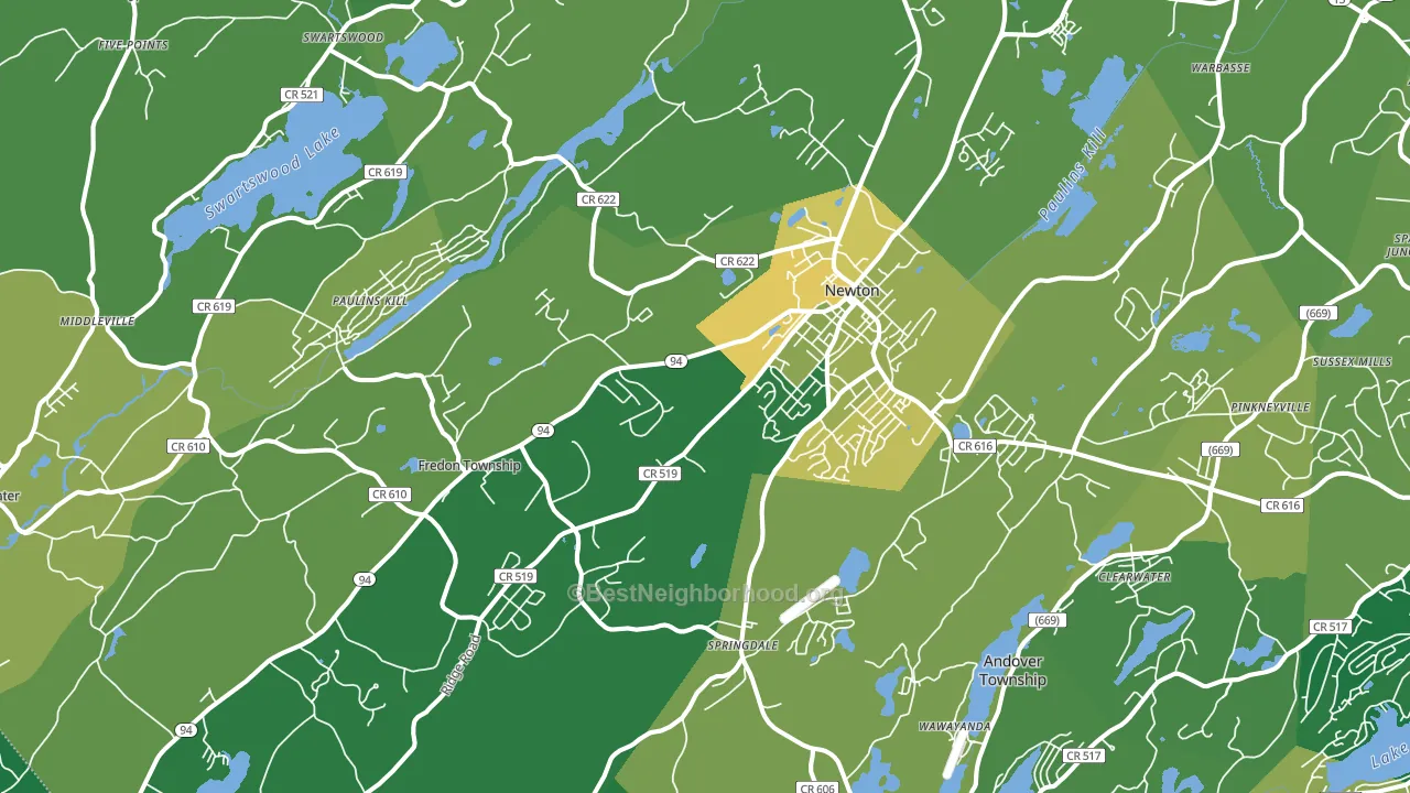 Newton, NJ block-group voter-turnout map