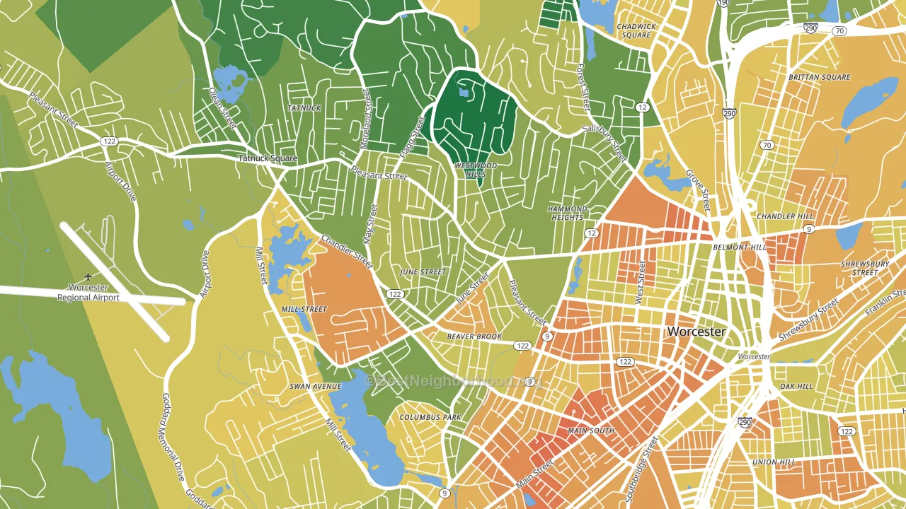 Newton Square, Worcester, MA block-group voter-turnout map