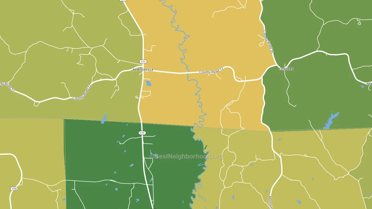 Newtonville, AL block-group voter-turnout map