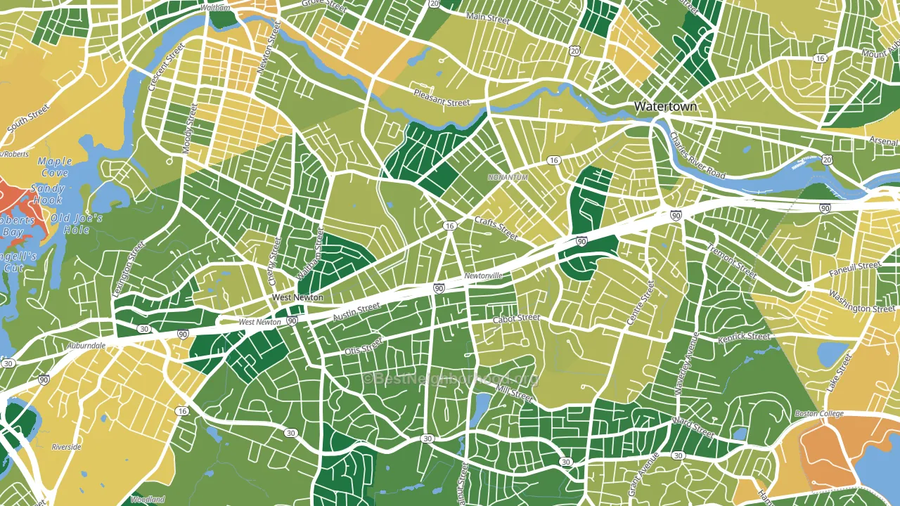 Newtonville, MA block-group voter-turnout map