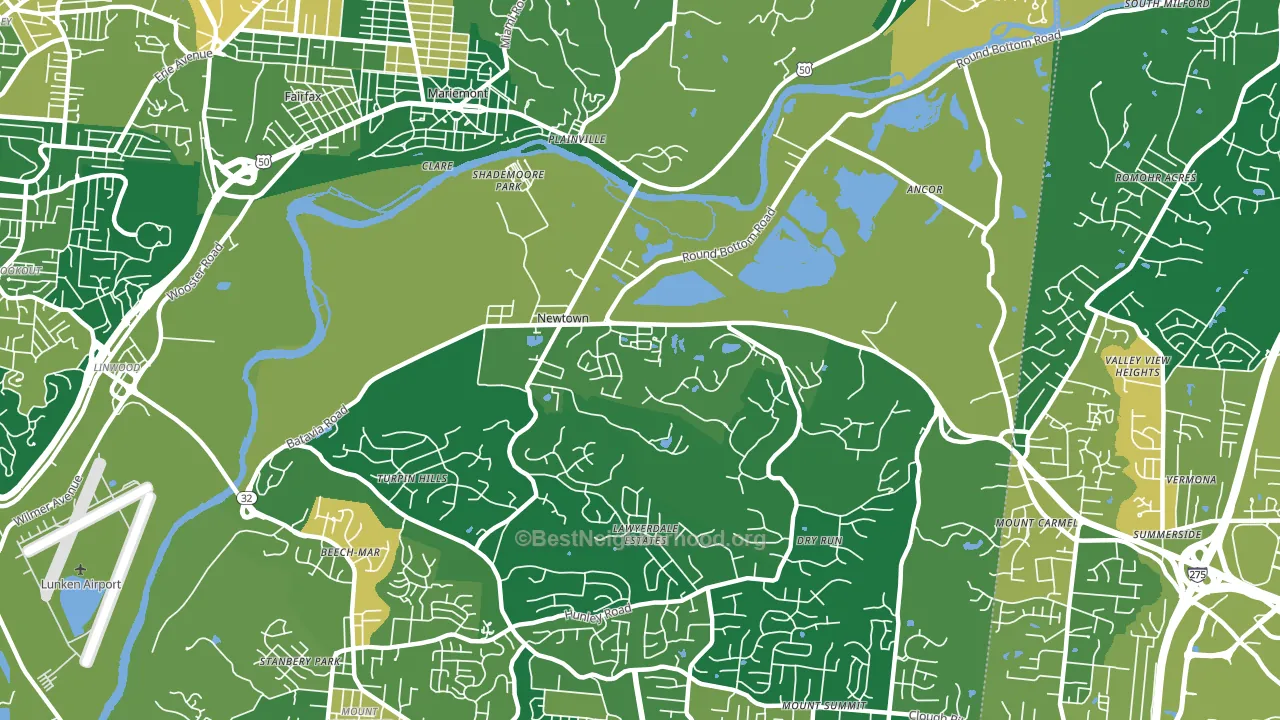 Newtown, OH block-group voter-turnout map
