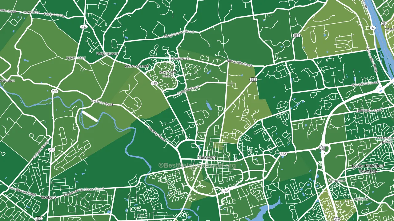 Newtown, PA block-group voter-turnout map