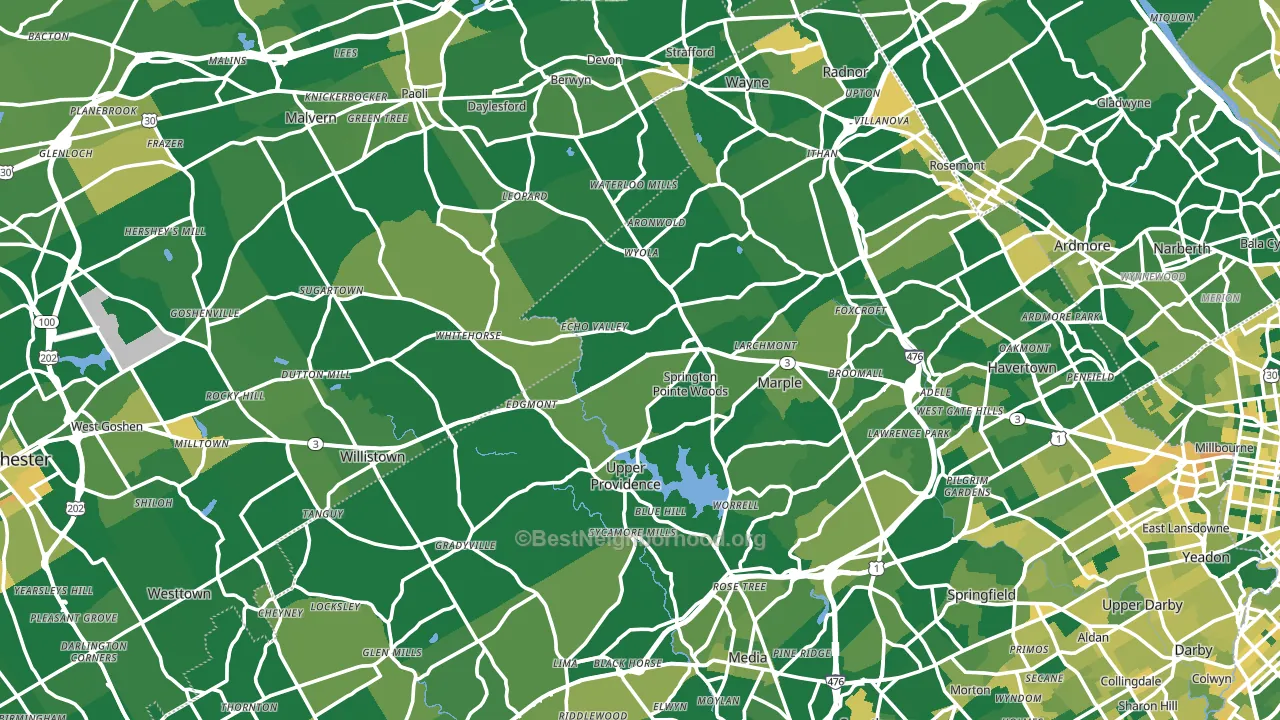 Newtown Square, PA block-group voter-turnout map