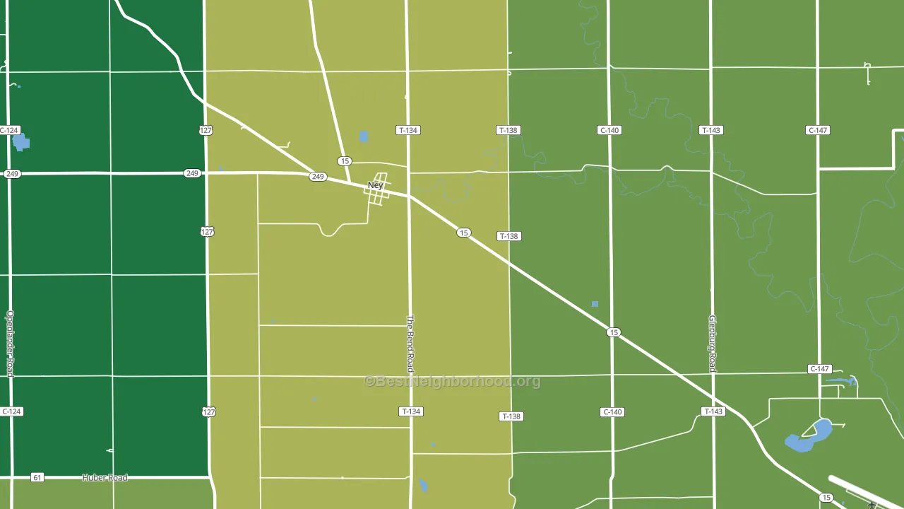 Ney, OH block-group voter-turnout map