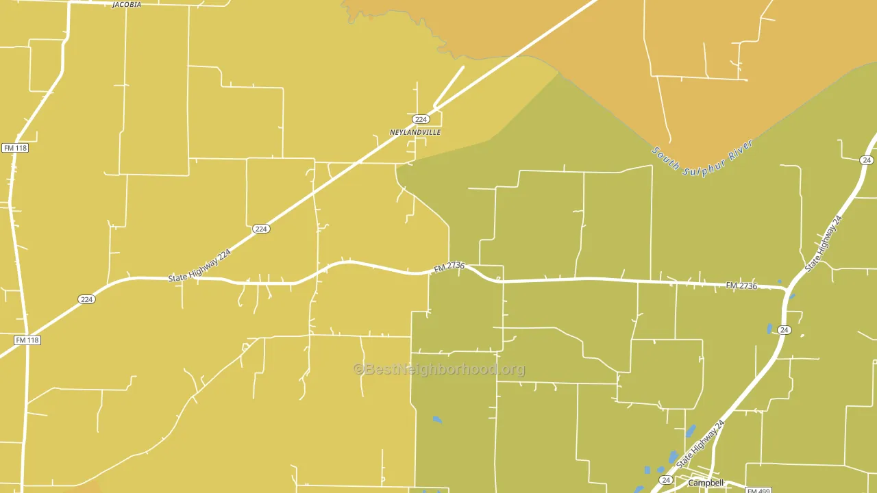 Neylandville, TX block-group voter-turnout map