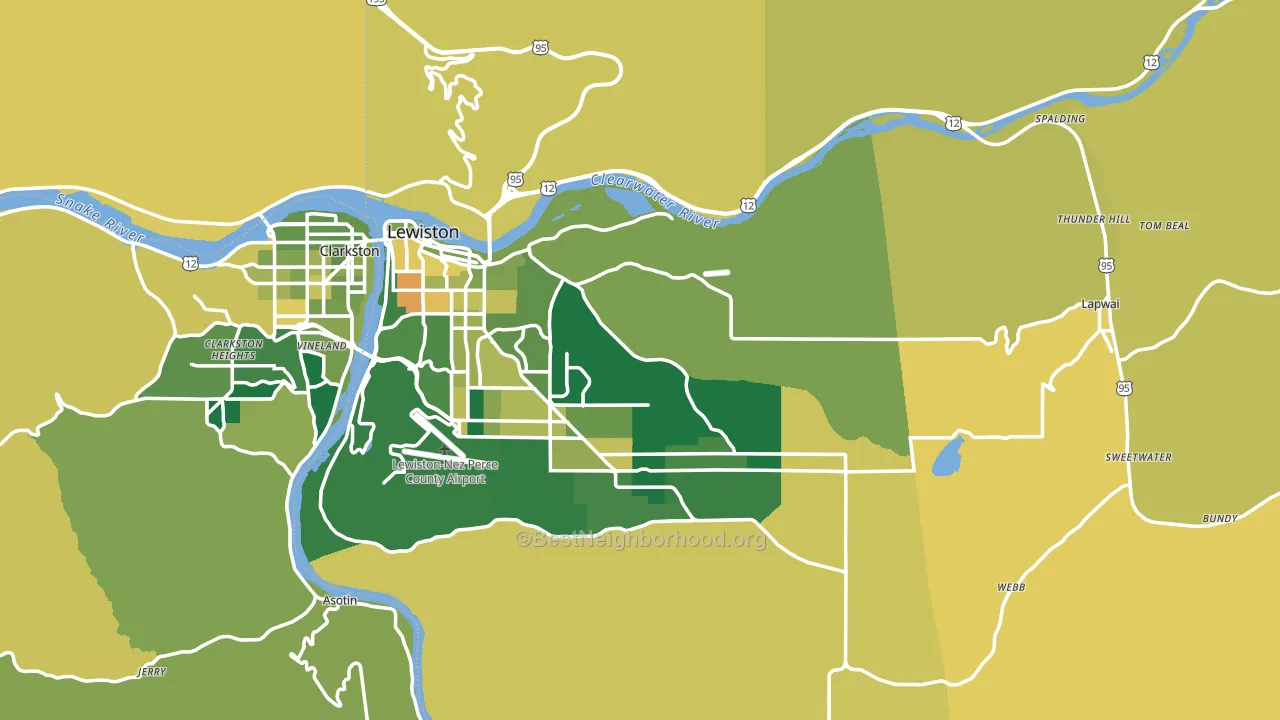 Nez Perce County, ID block-group voter-turnout map