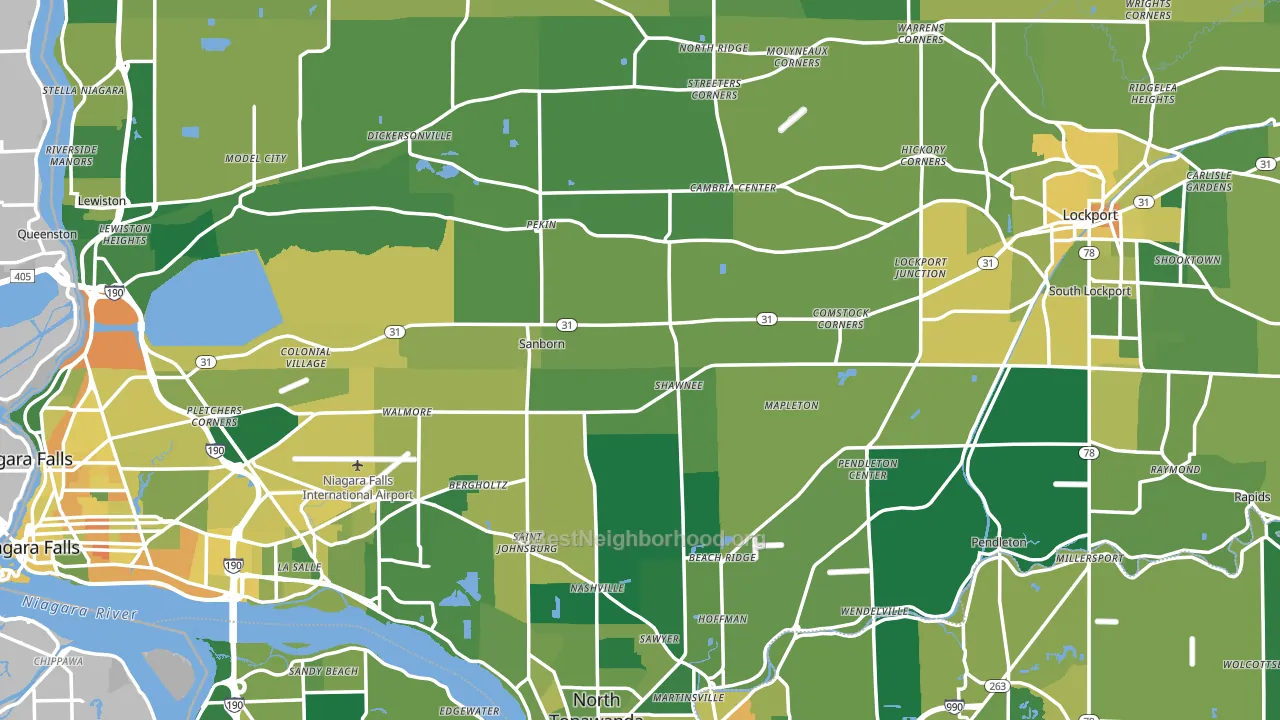 Niagara County, NY block-group voter-turnout map