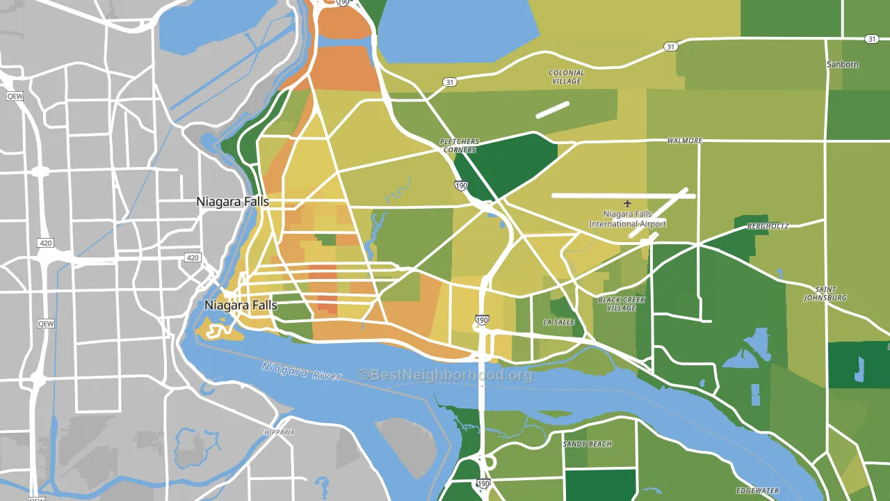 Niagara Falls, NY block-group voter-turnout map