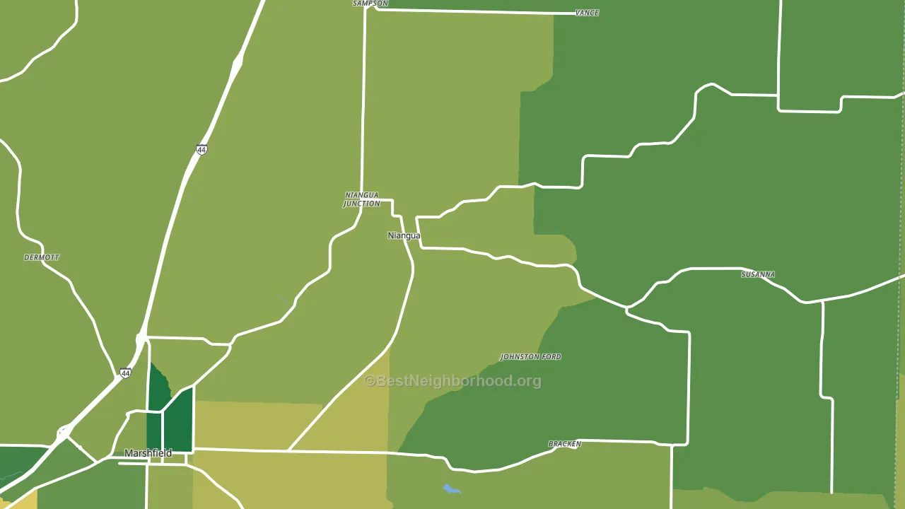 Niangua, MO block-group voter-turnout map