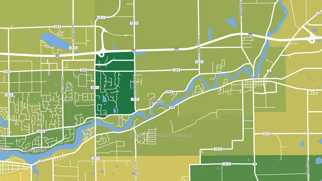 Nibbyville, IN block-group voter-turnout map