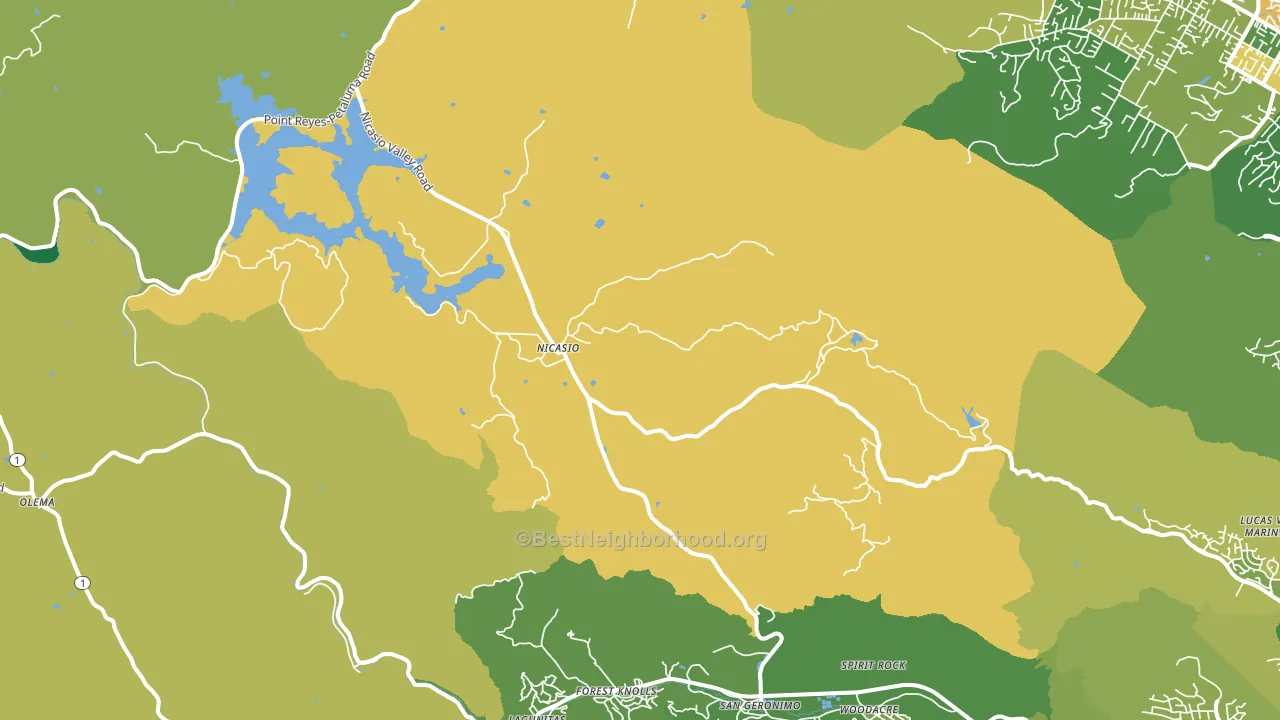 Nicasio, CA block-group voter-turnout map
