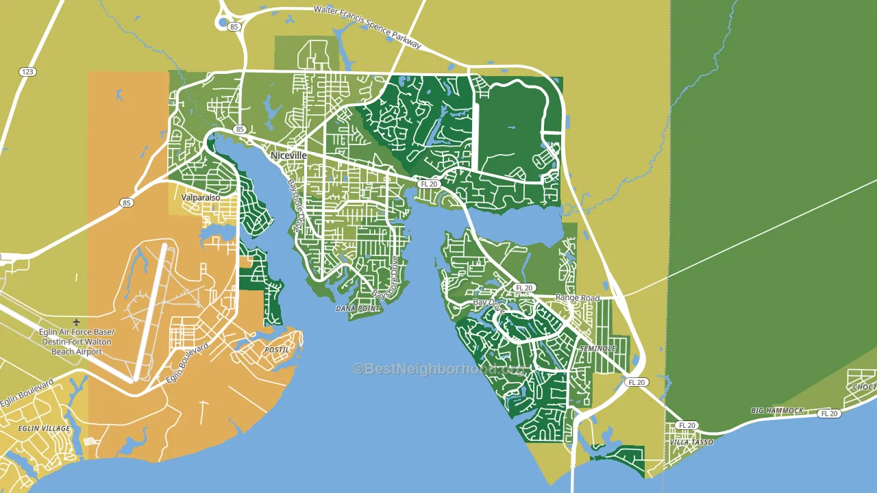 Niceville, FL block-group voter-turnout map