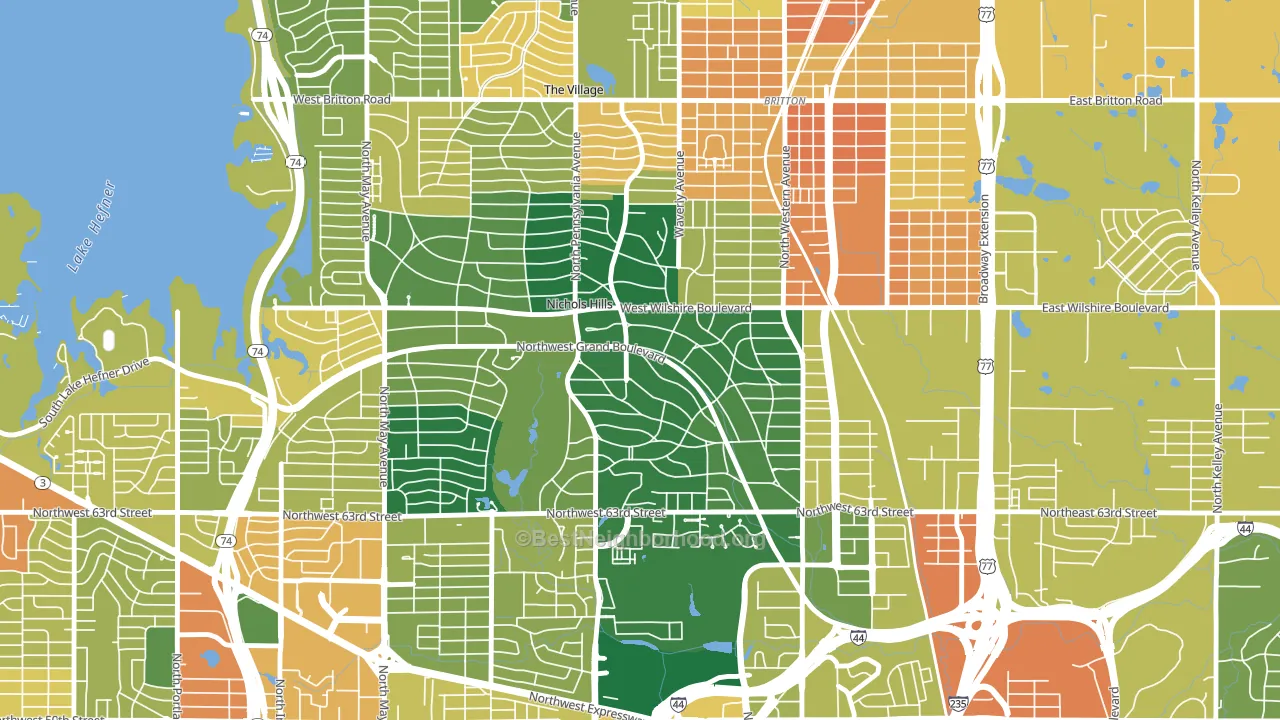 Nichols Hills, OK block-group voter-turnout map