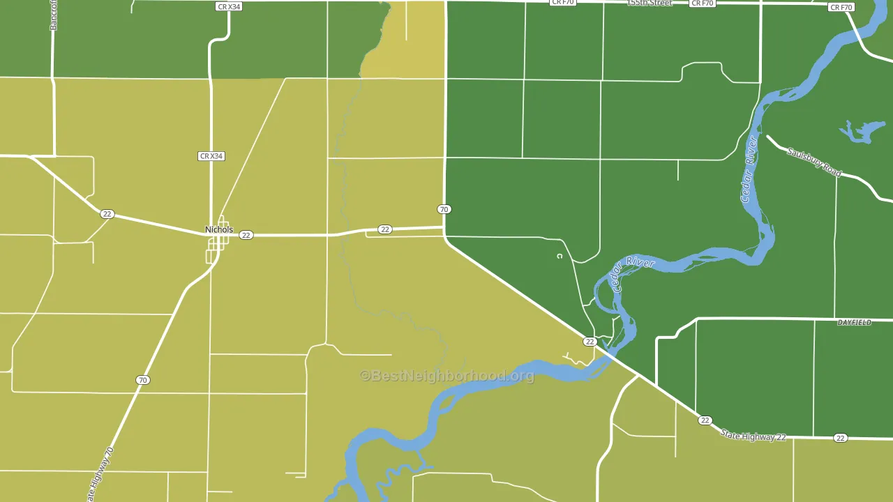 Nichols, IA block-group voter-turnout map